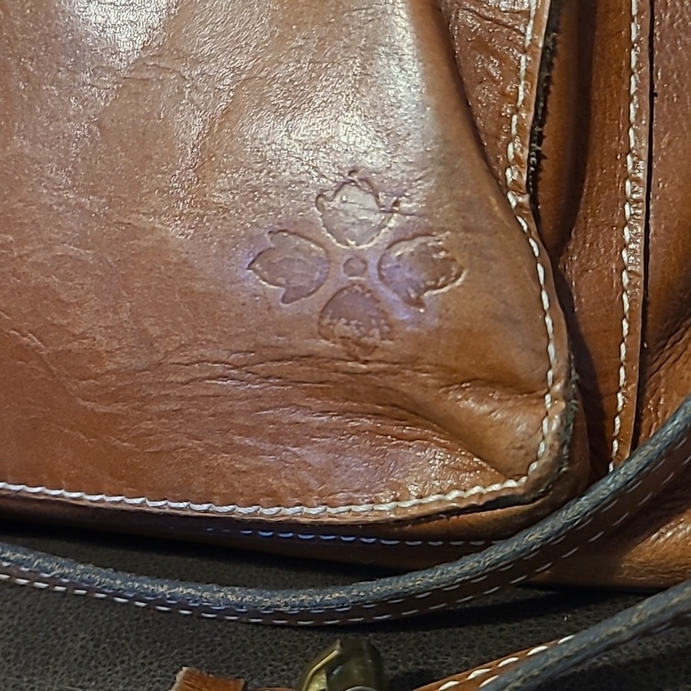 Patricia Nash Avelino Smooth Italian Leather Cognac Crossbody Handbag Purse - Picture 3 of 16